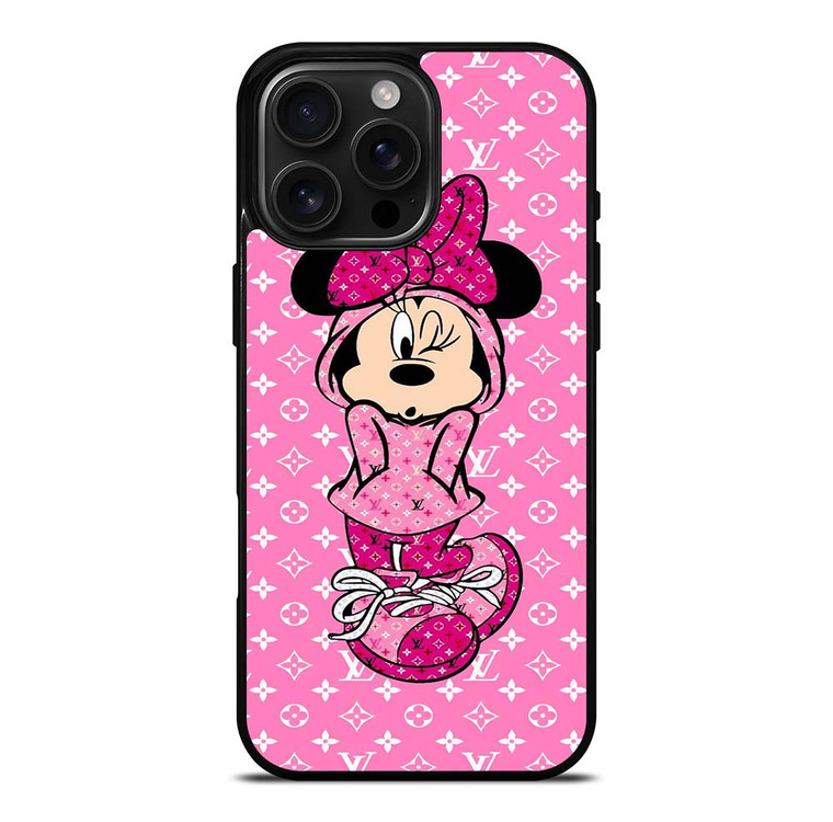 mimi♡ LOUIS VUITTON iPhoneケース LOUIS VUITTON LV LOGO PINK MINNIE MOUSE iPhone 16 Pro Max Case Cover